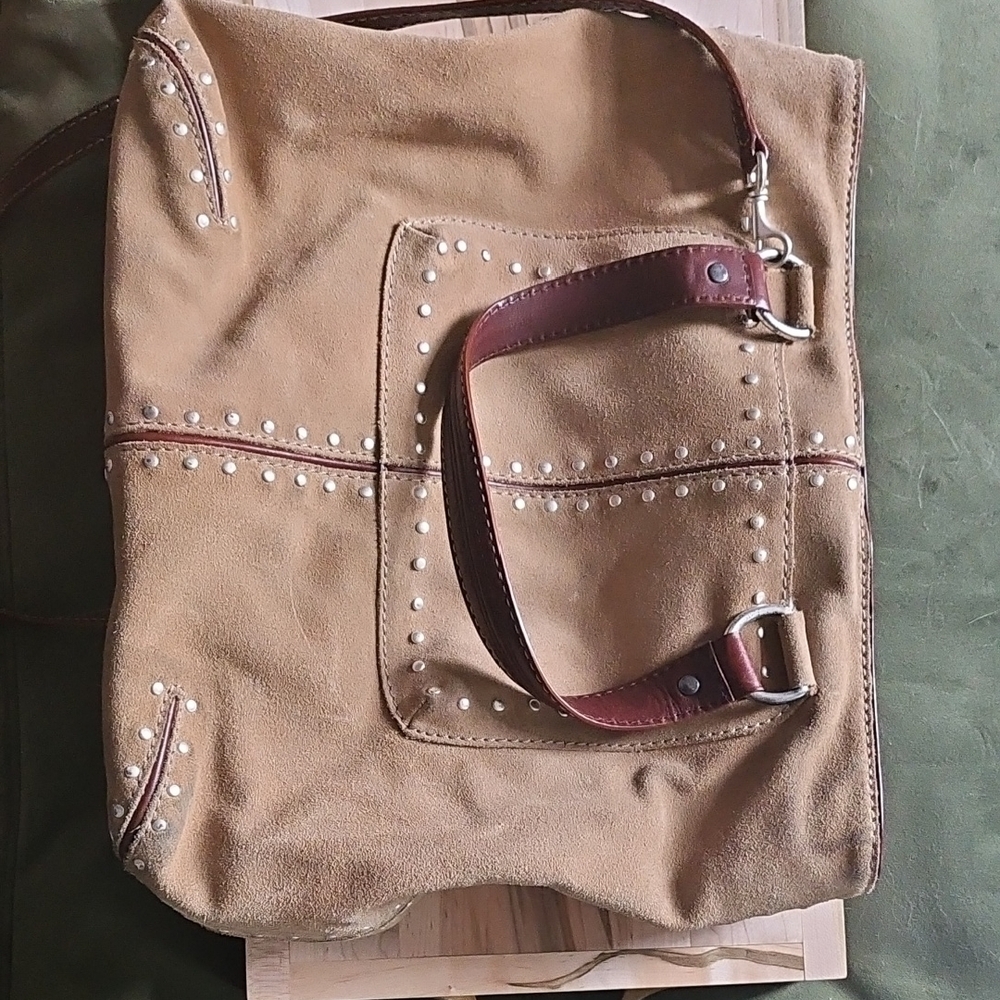 Tan Suede Studded Women's Bag